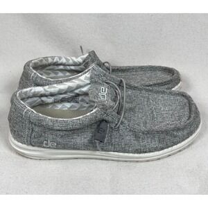 Hey Dude Wally Linen Grey Cloth Slip On Loafers Shoes Men US 10 EU 43
